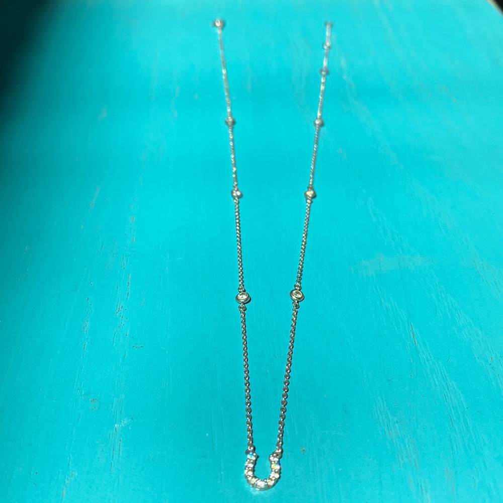 (925) Solid Silver & Páve Diamonds “Dainty” Horseshoe Necklace